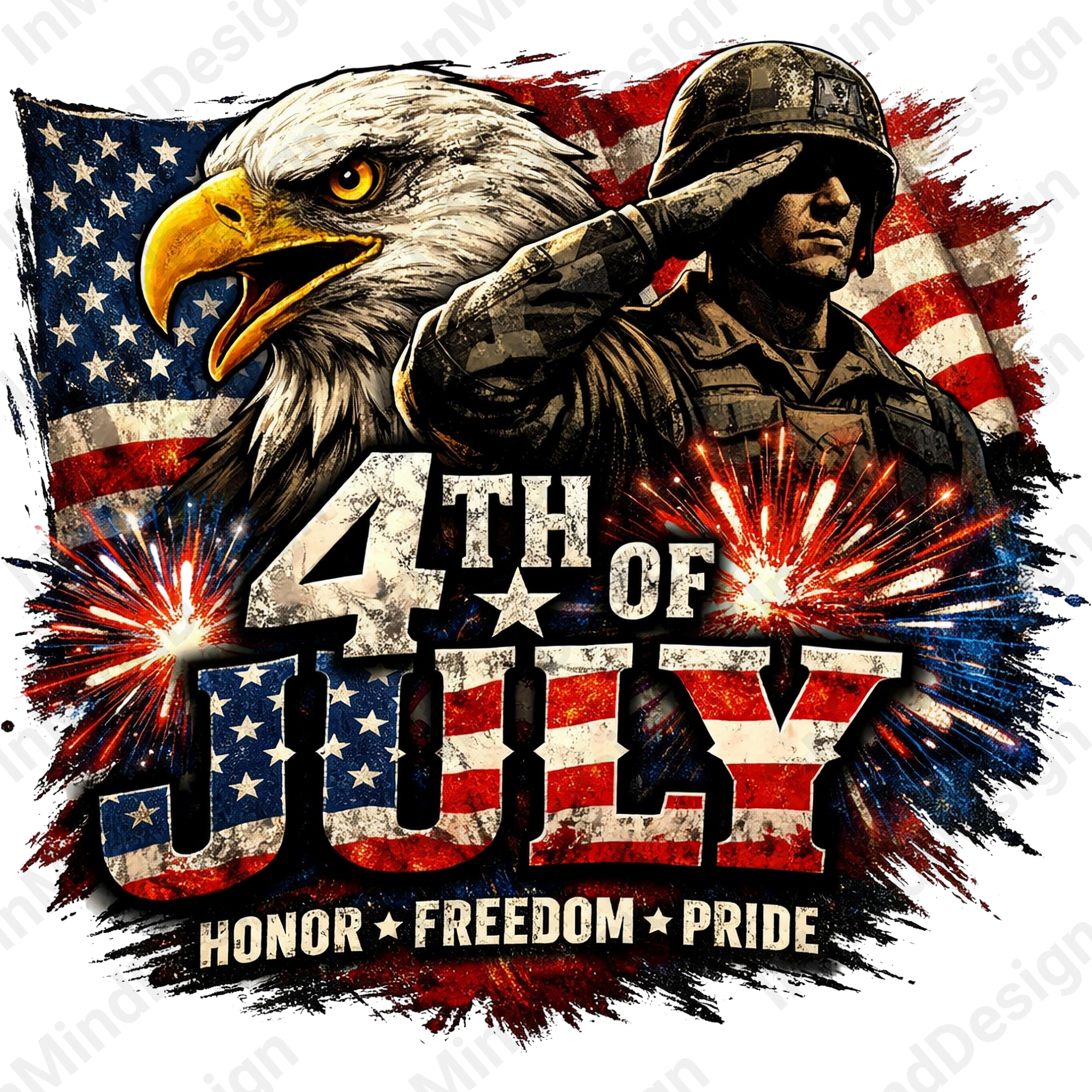 Patriotic Eagle and Soldier PNG