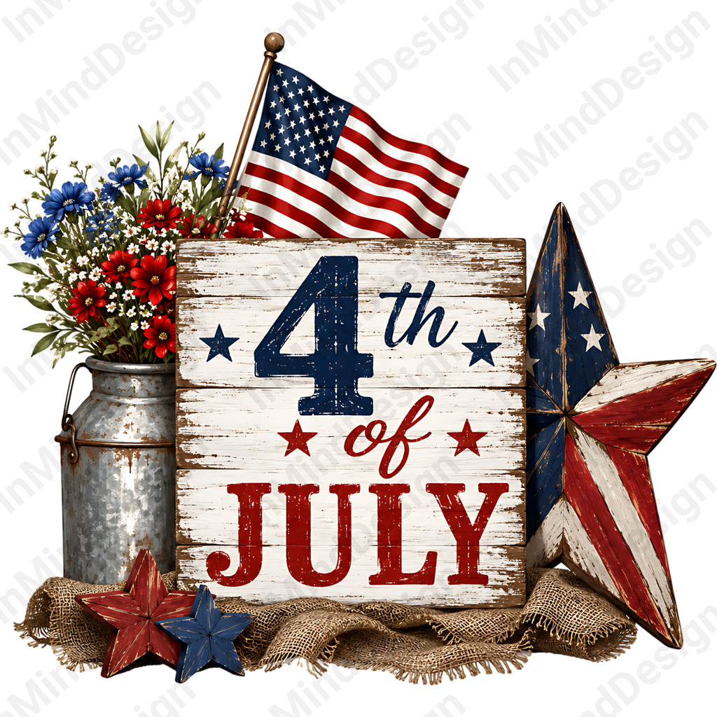 Farmhouse Rustic 4th of July PNG
