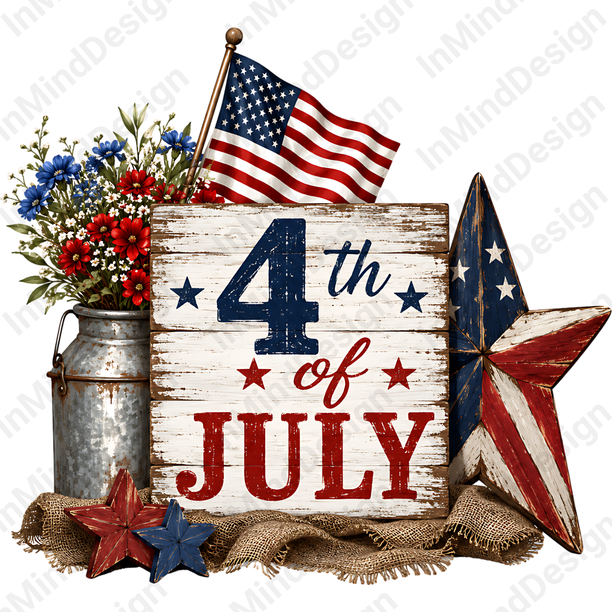 Farmhouse Rustic 4th of July PNG