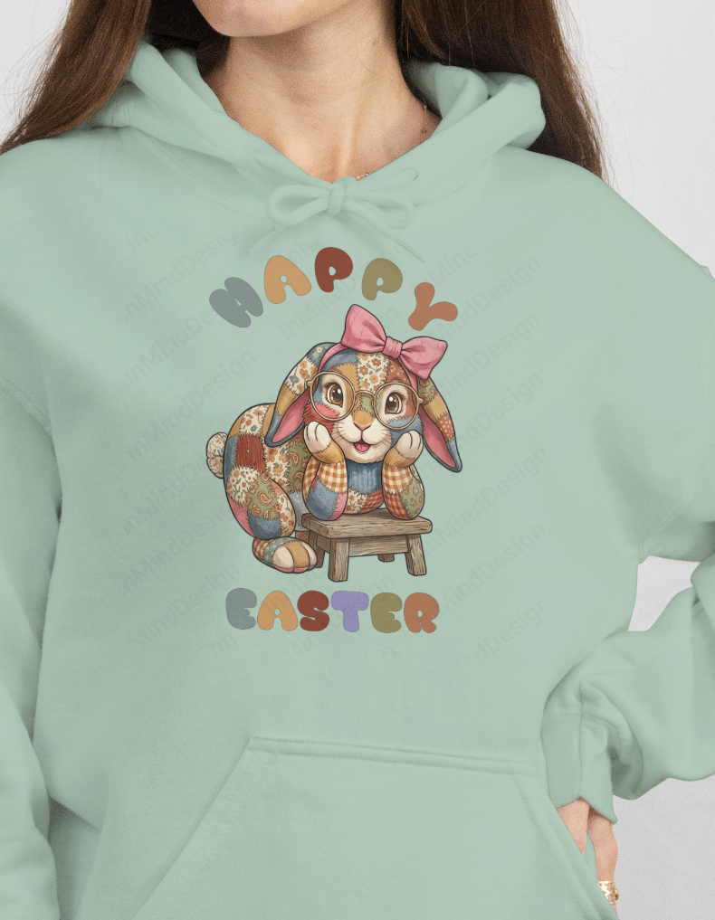 Retro Patchwork Easter Bunny PNG