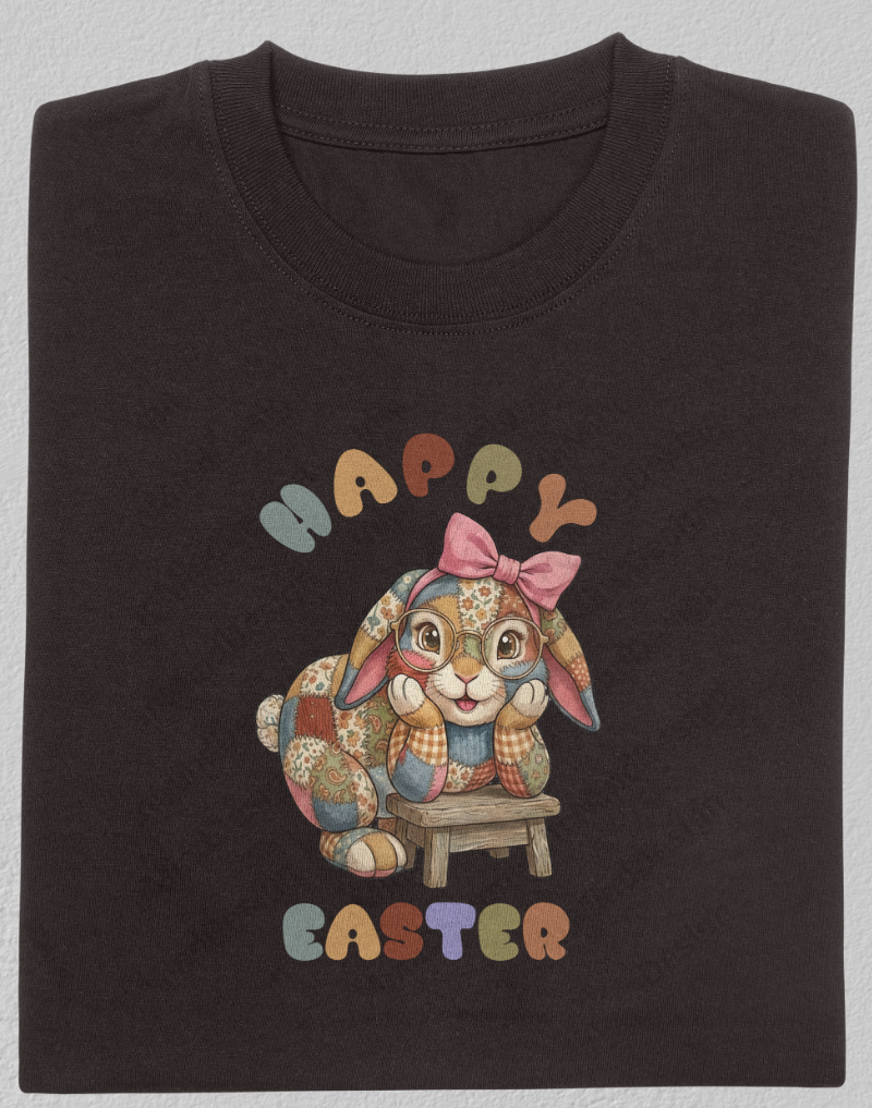 Retro Patchwork Easter Bunny PNG