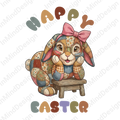 Retro Patchwork Easter Bunny PNG