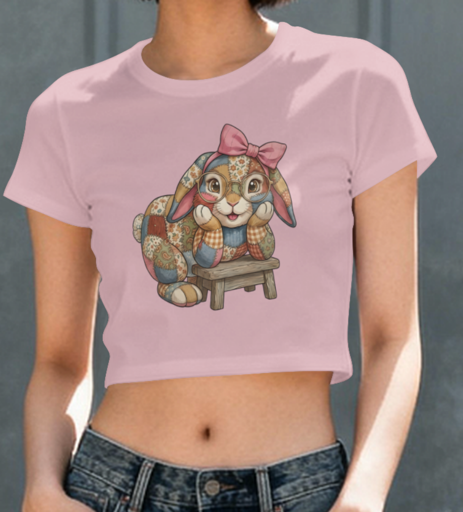 Retro Patchwork Easter Bunny "No Text" PNG