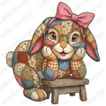 Retro Patchwork Easter Bunny "No Text" PNG