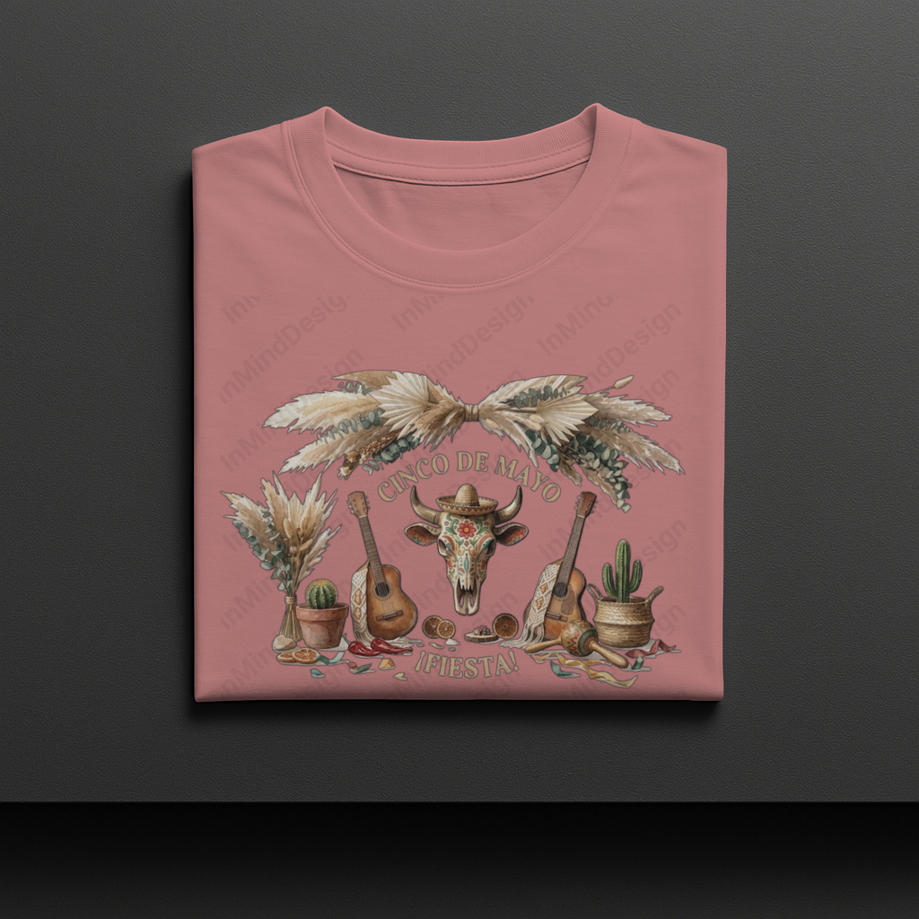 Cinco De Mayo Bull Skull & Guitars PNG