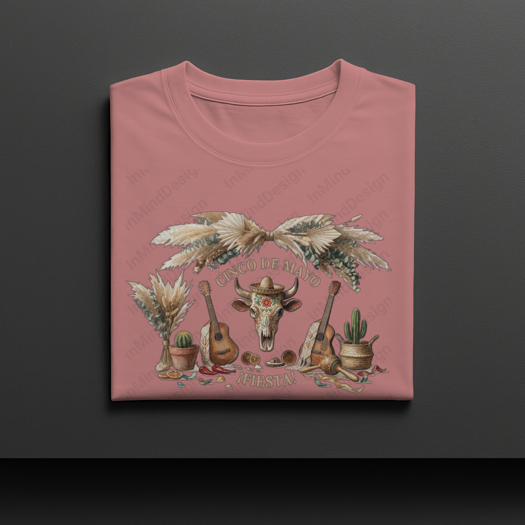 Cinco De Mayo Bull Skull & Guitars PNG