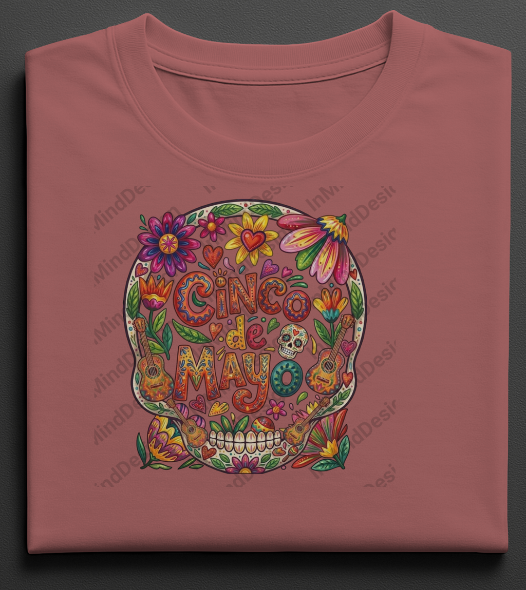 Cinco de Mayo Musical Skull PNG