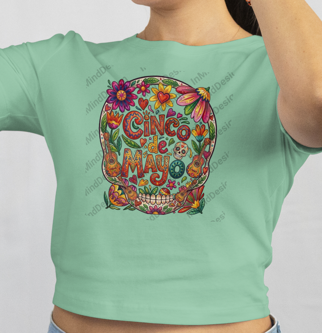 Cinco de Mayo Musical Skull PNG