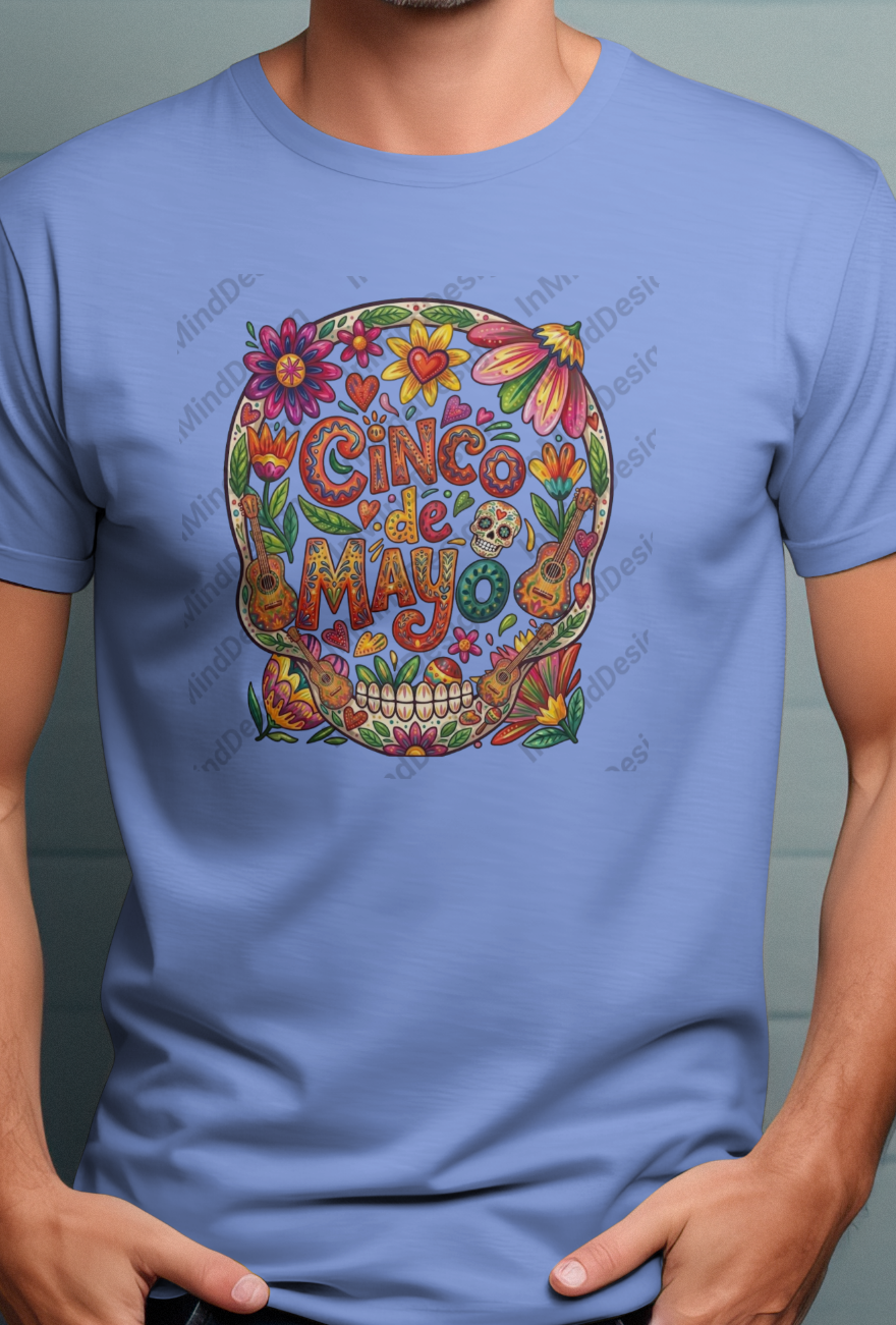 Cinco de Mayo Musical Skull PNG