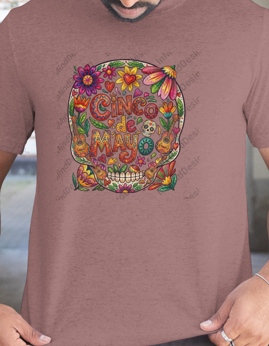 Cinco de Mayo Musical Skull PNG