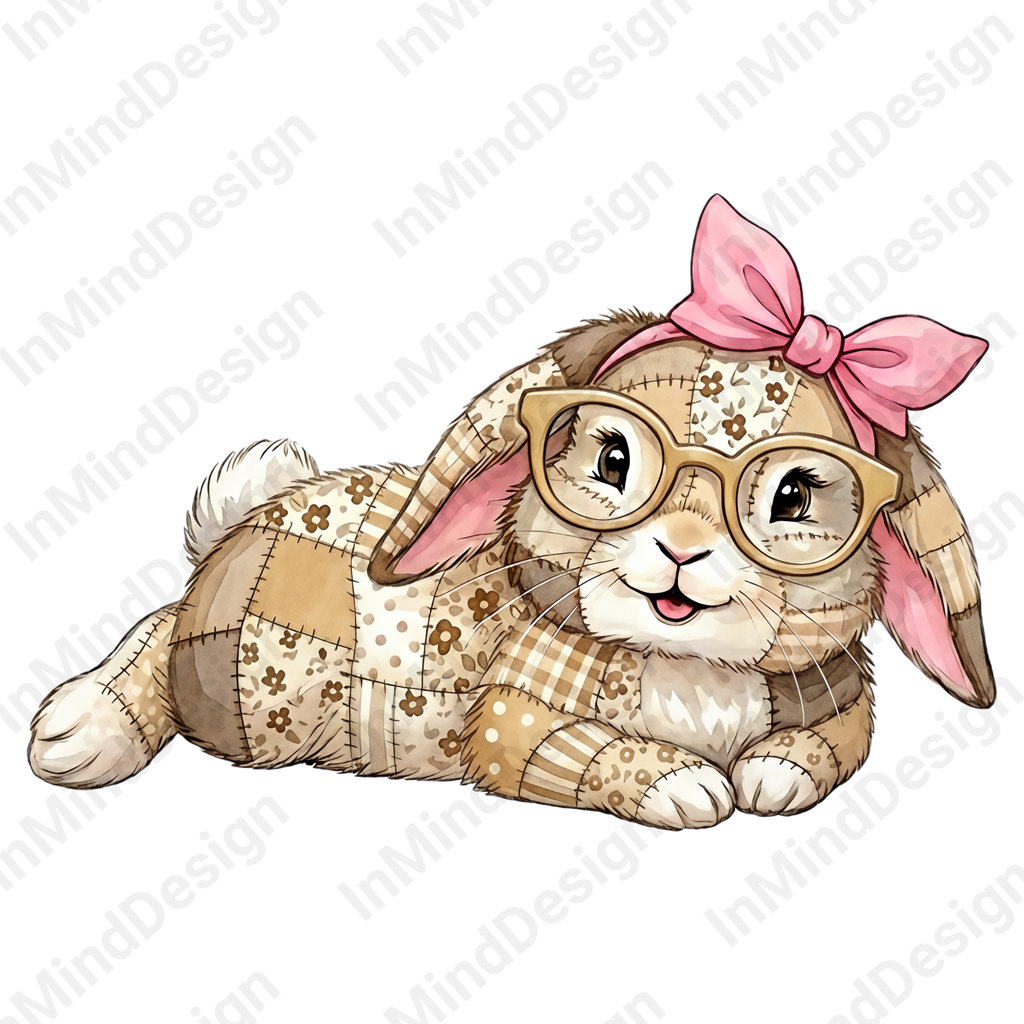 Patchwork Bunny Easter PNG Bundle