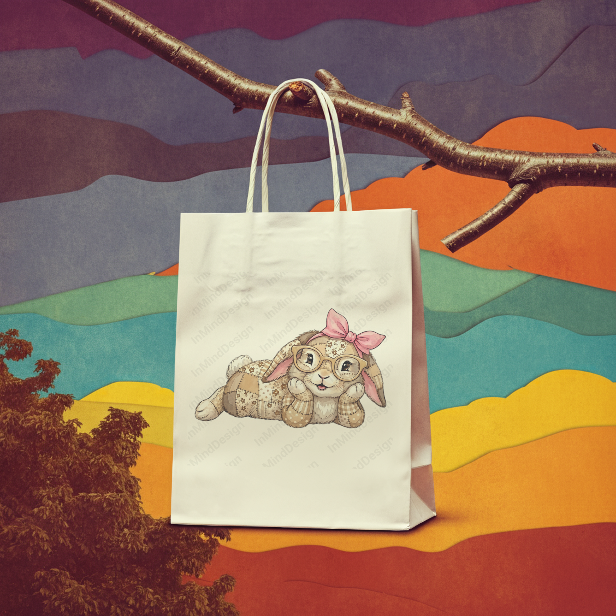 Patchwork Bunny Easter PNG Bundle