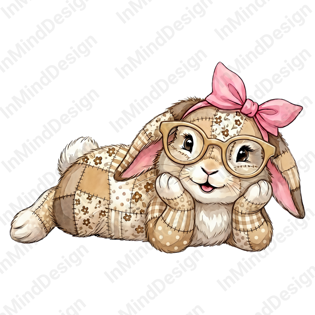 Patchwork Bunny Easter PNG Bundle