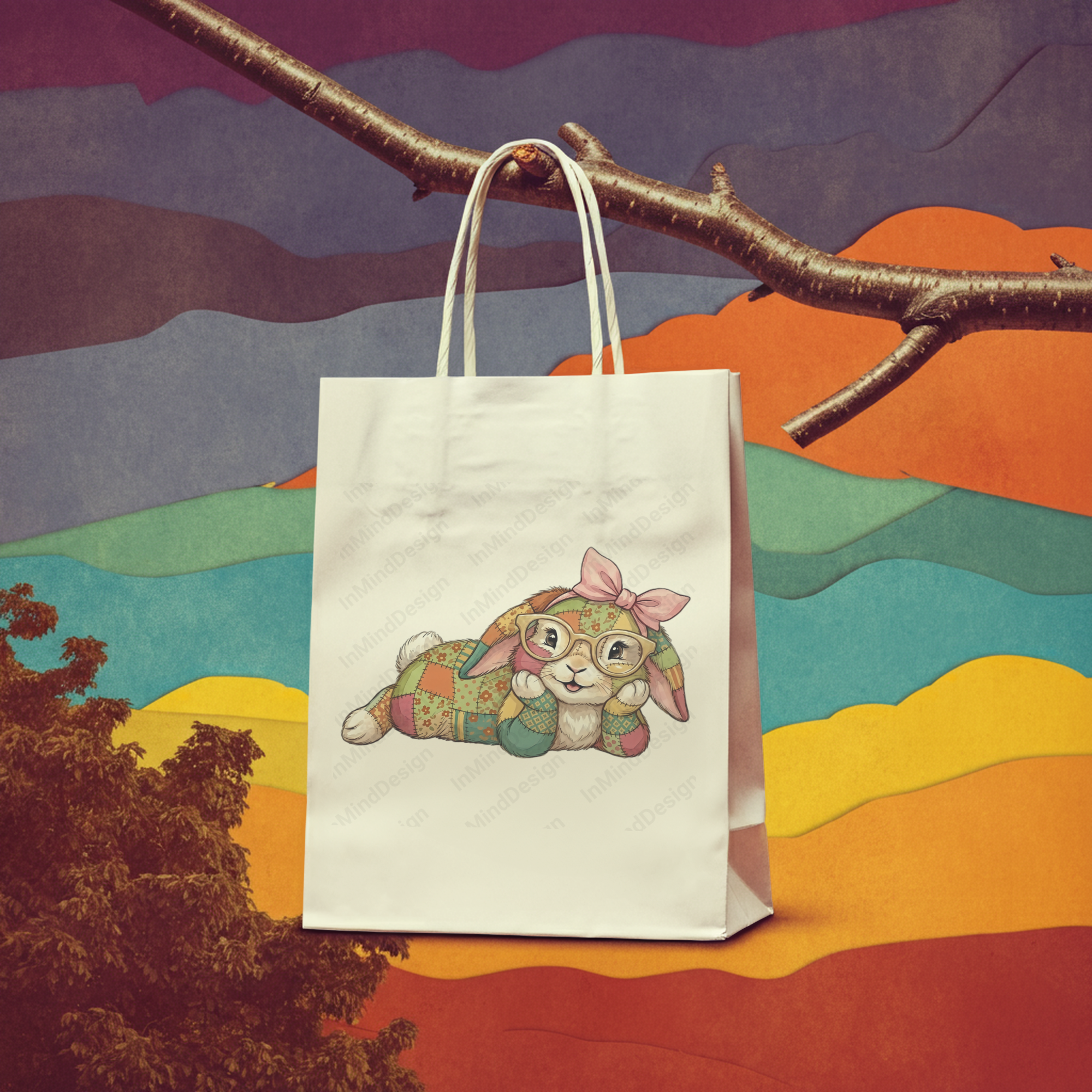 Patchwork Bunny Easter PNG Bundle