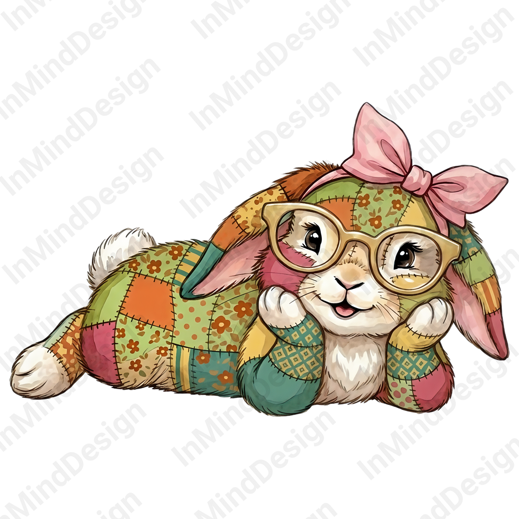 Patchwork Bunny Easter PNG Bundle