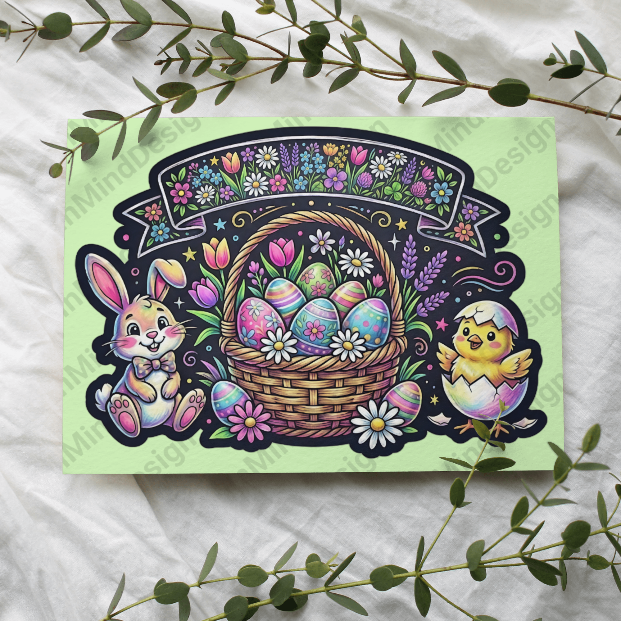 Chalk Art Happy Easter PNG Bundle