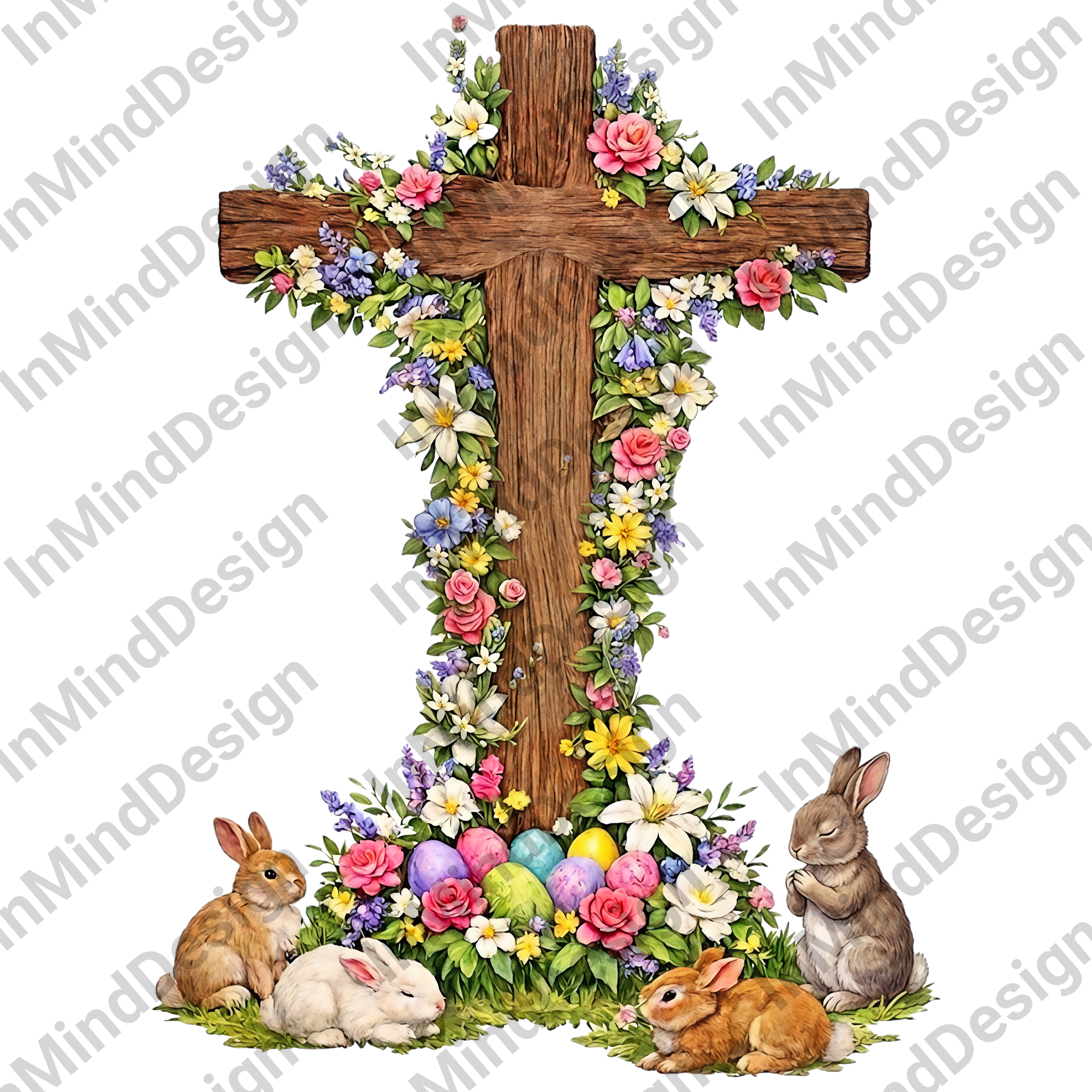 Easter Bunny Cross PNG