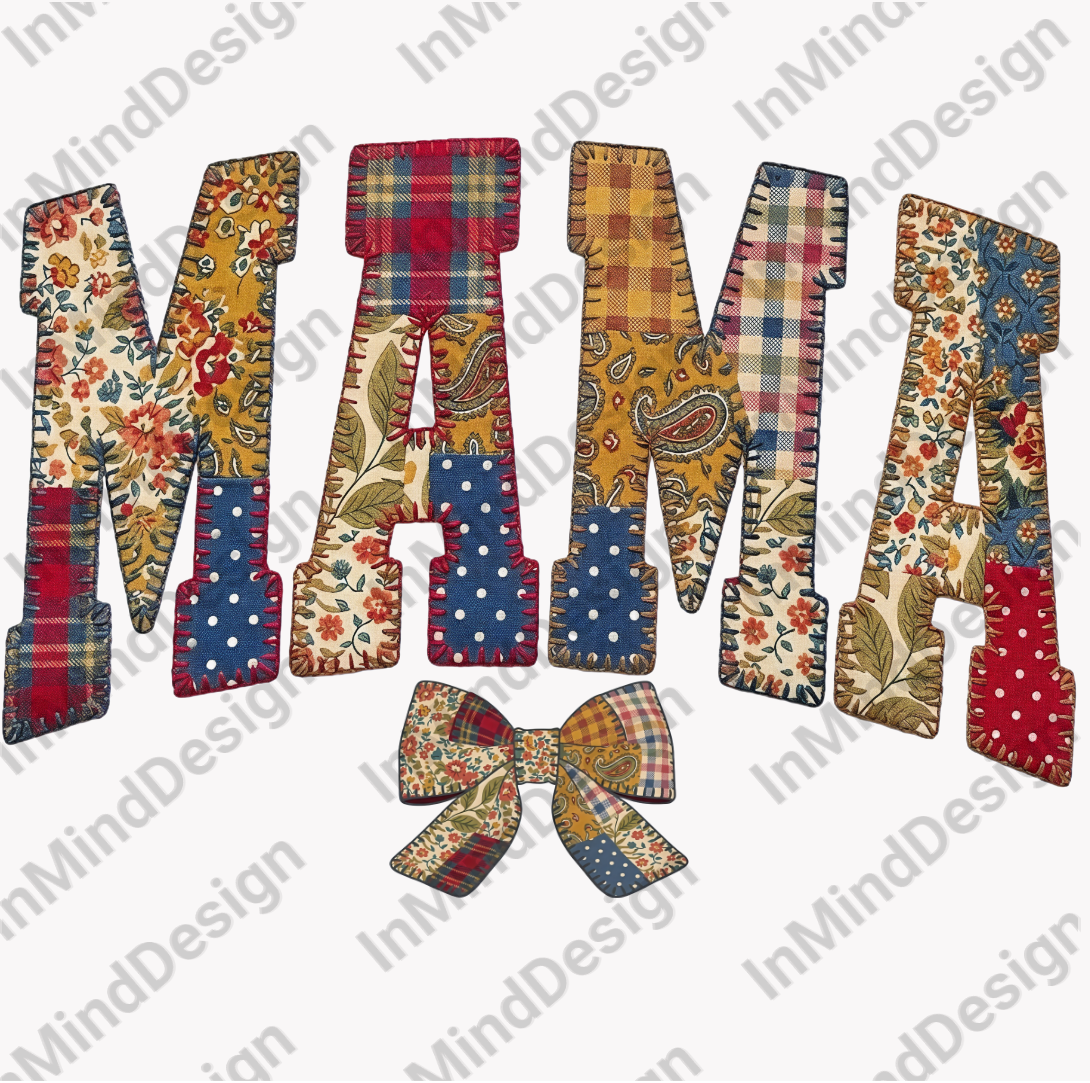 Mama Patchwork Quilt Design PNG