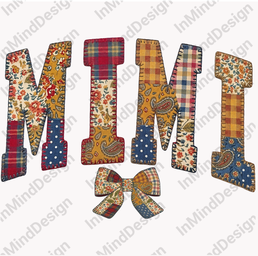 Mimi Patchwork Quilt with Bow PNG