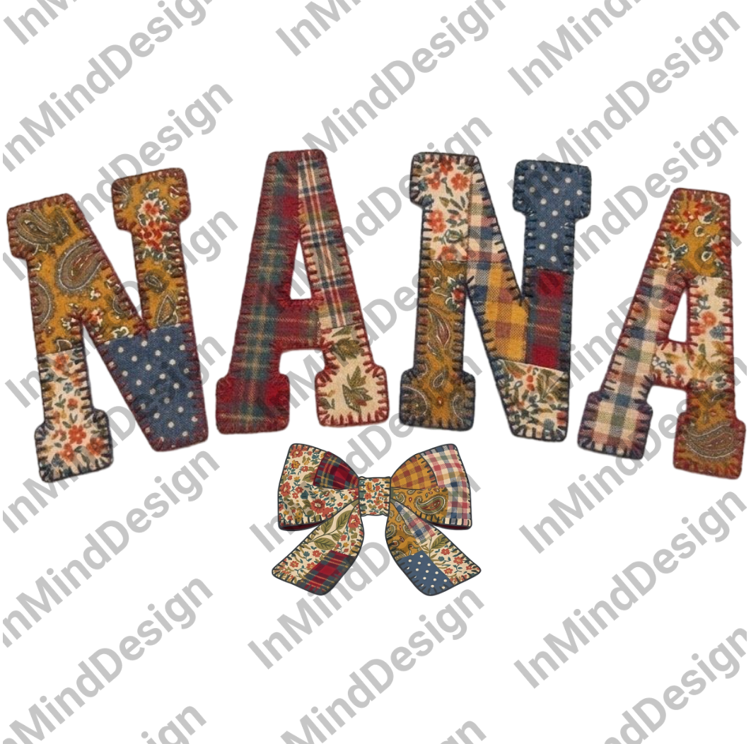 Nana Patchwork Quilt Design PNG