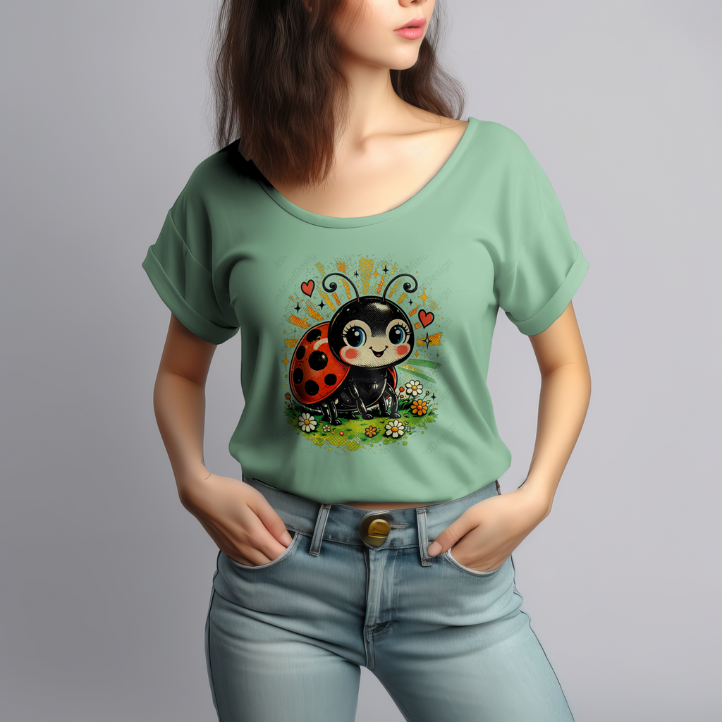 Retro Pop Art Ladybug Digital PNG