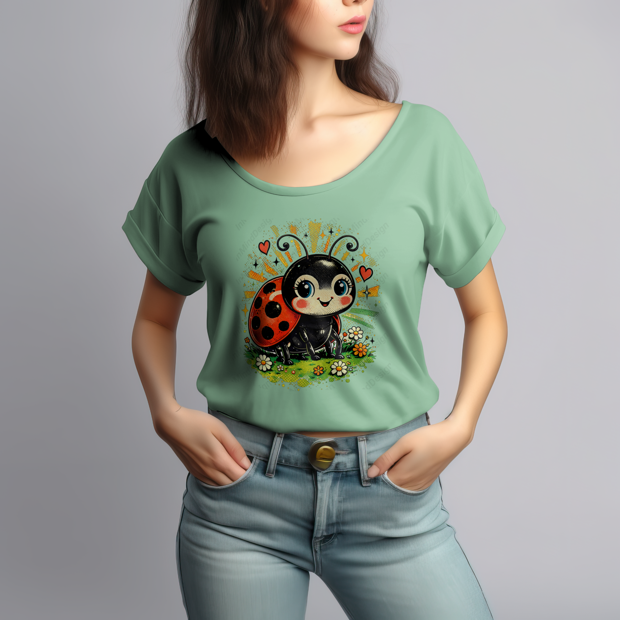 Retro Pop Art Ladybug Digital PNG