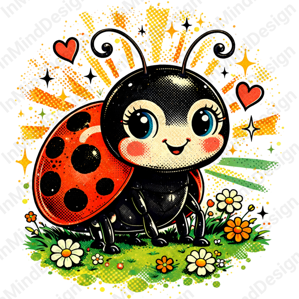 Retro Pop Art Ladybug Digital PNG
