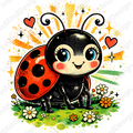 Retro Pop Art Ladybug Digital PNG
