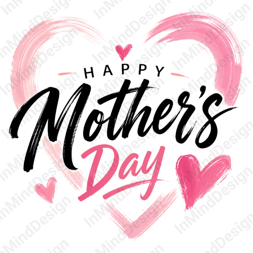 Artistic Pink & Black Mom PNG