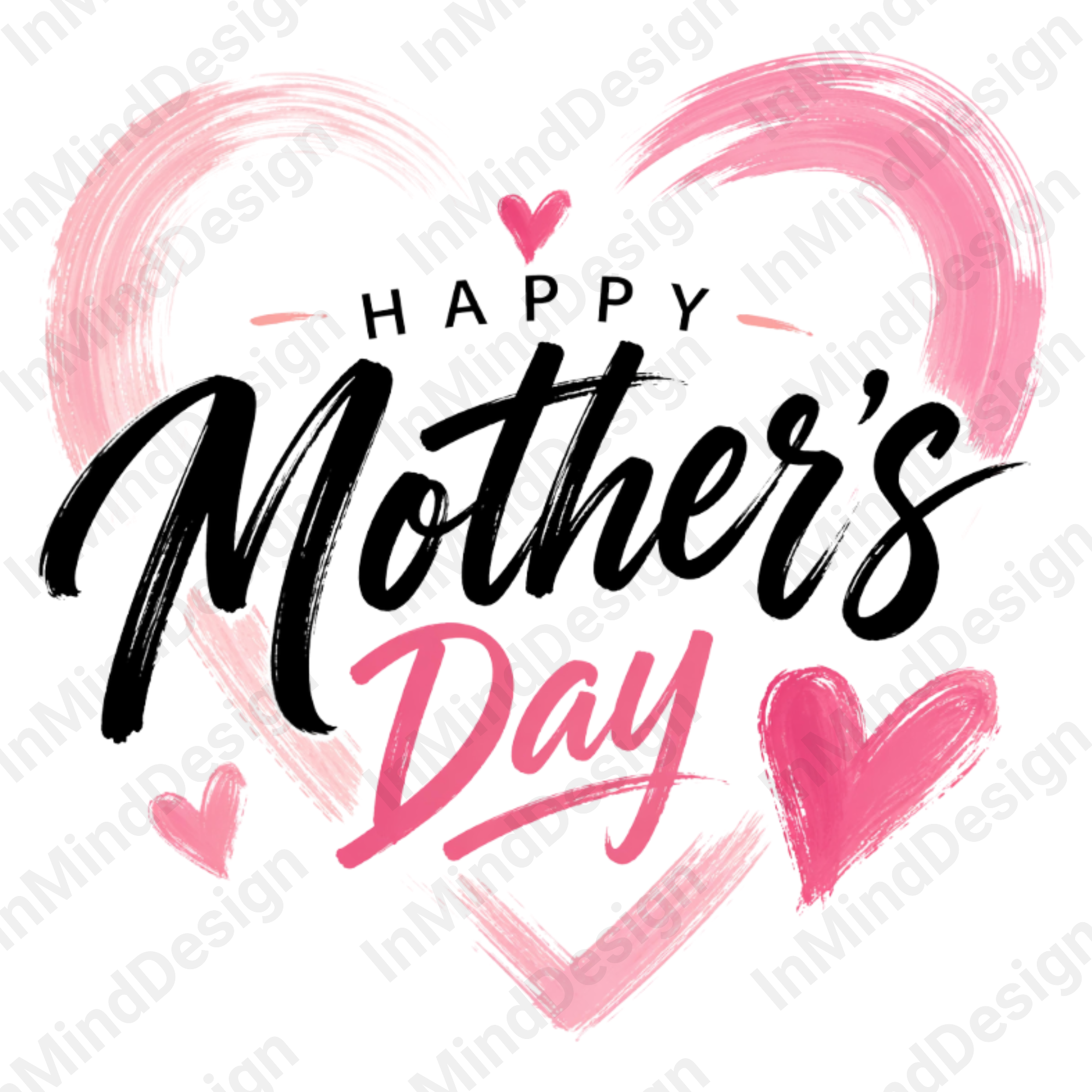 Artistic Pink & Black Mom PNG