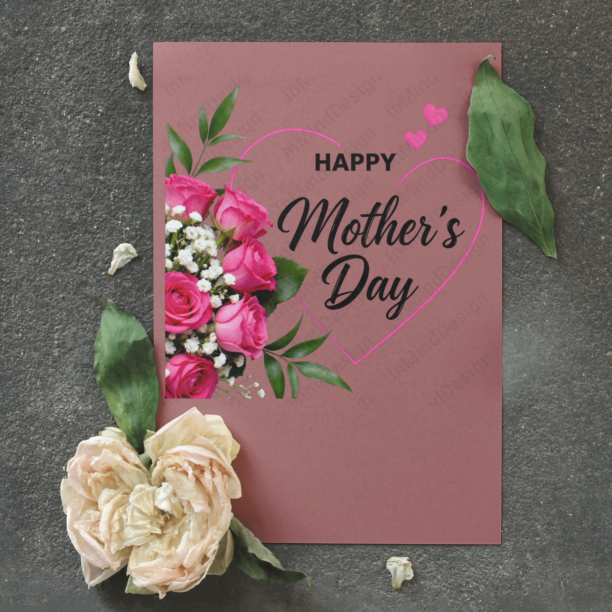 Happy Mother's Day Elegant Pink Rose Bouquet PNG