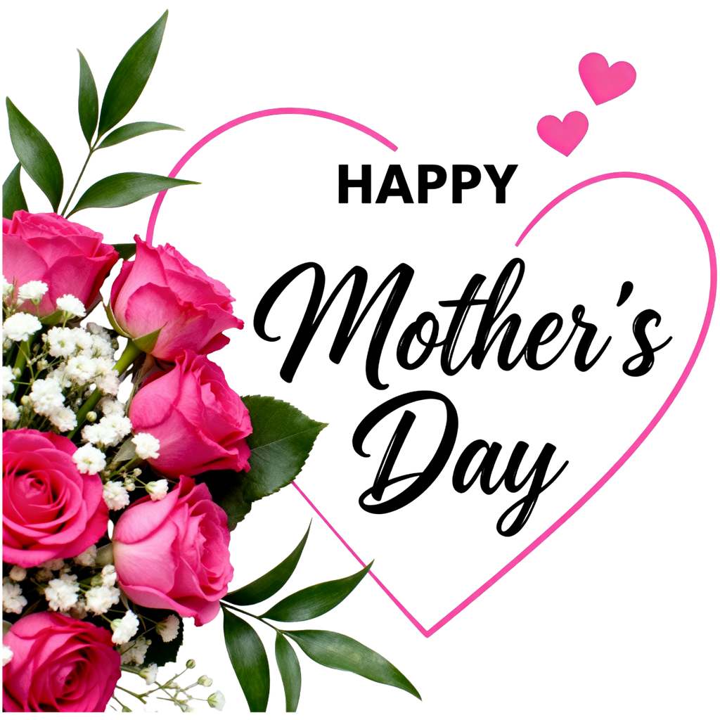 Happy Mother's Day Elegant Pink Rose Bouquet PNG