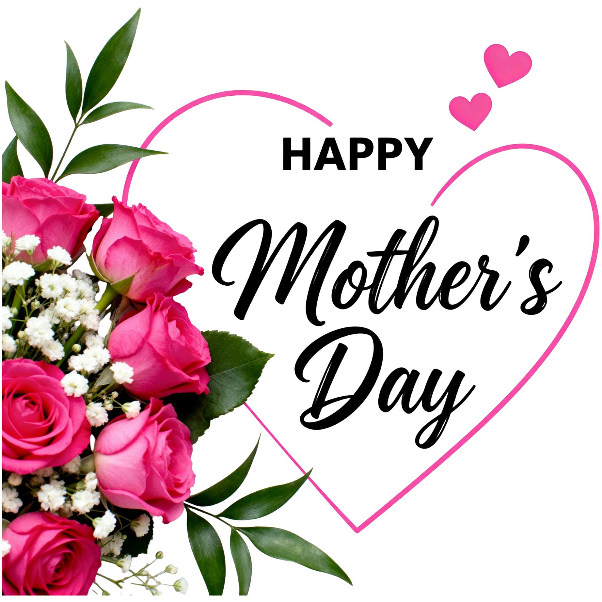 Happy Mother's Day Elegant Pink Rose Bouquet PNG