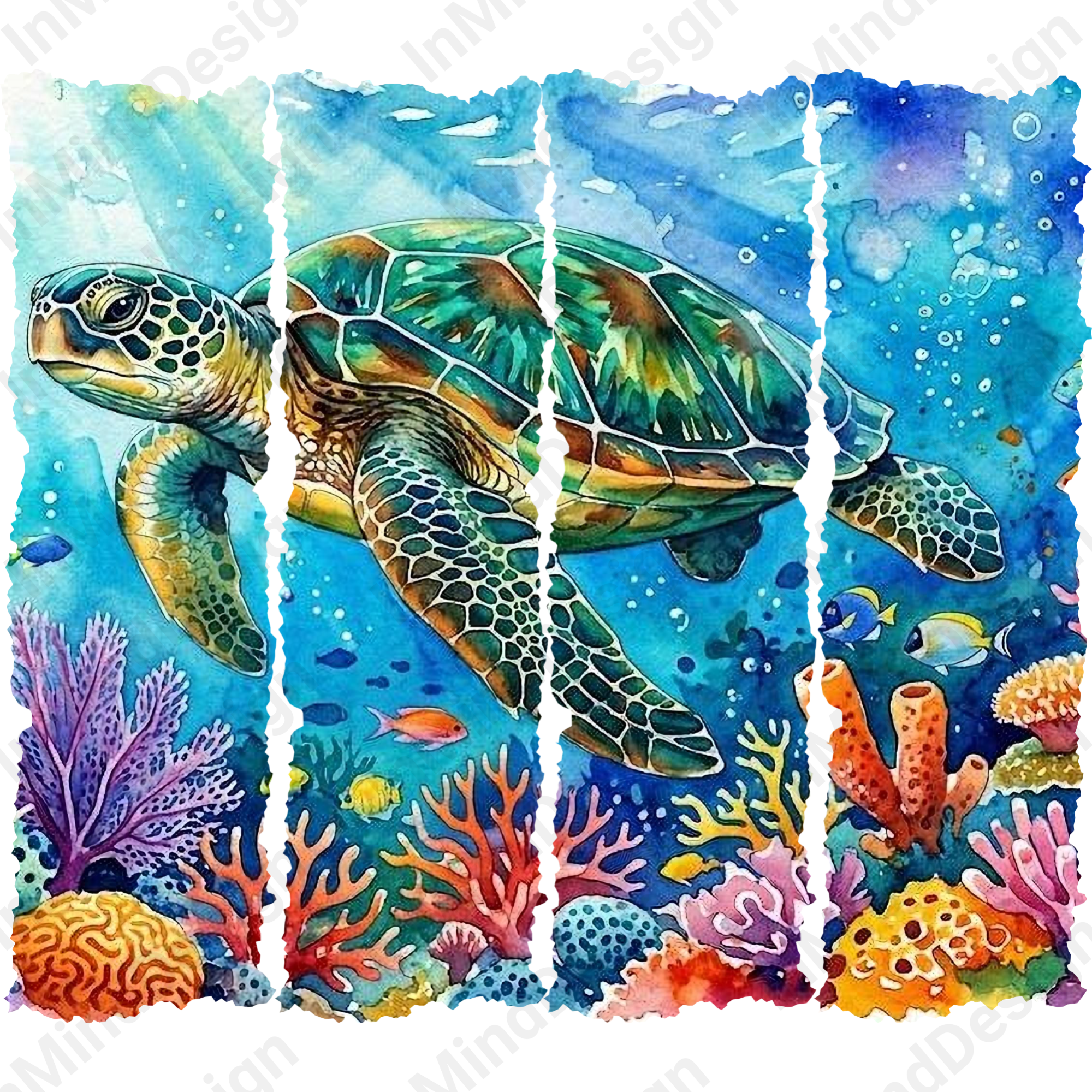 Sea Turtle Watercolor Ocean Coral PNG