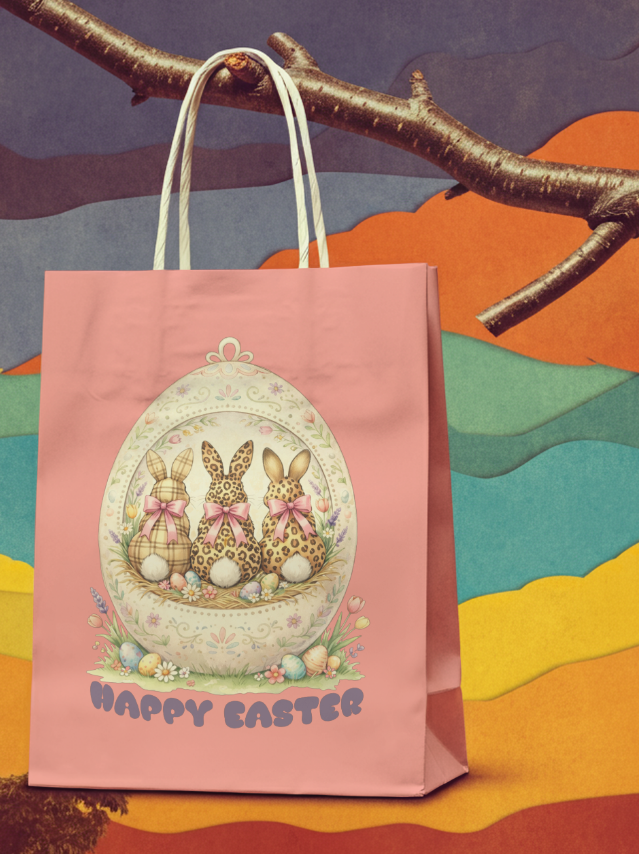 Three Easter Bunnies PNG, Happy Easter Digital Download