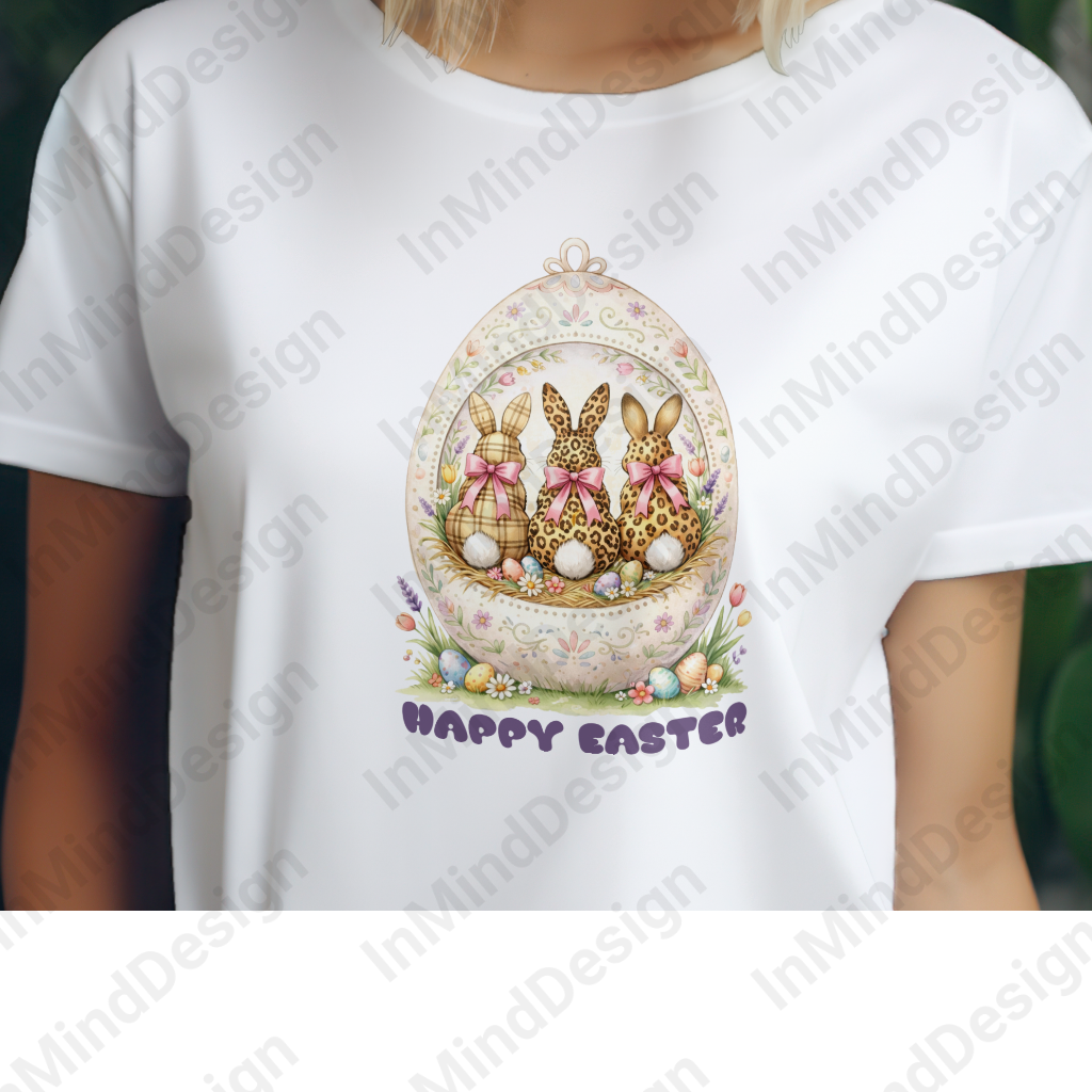 Three Easter Bunnies PNG, Happy Easter Digital Download