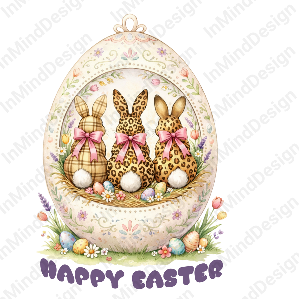 Three Easter Bunnies PNG, Happy Easter Digital Download