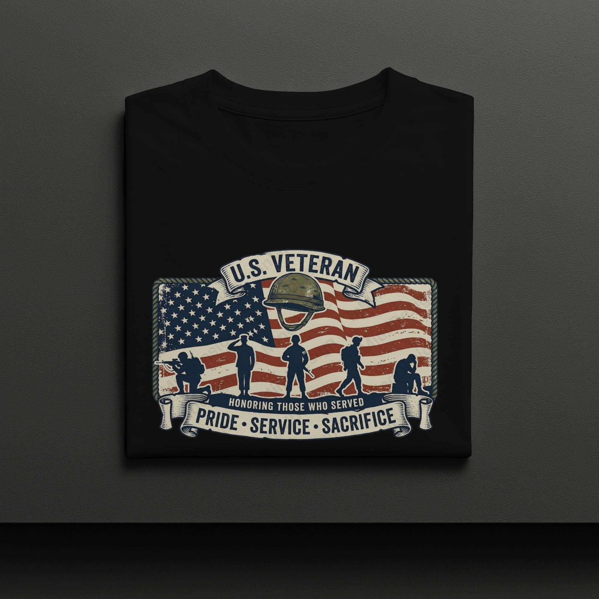 Pride Service Sacrifice Retro American Flag PNG