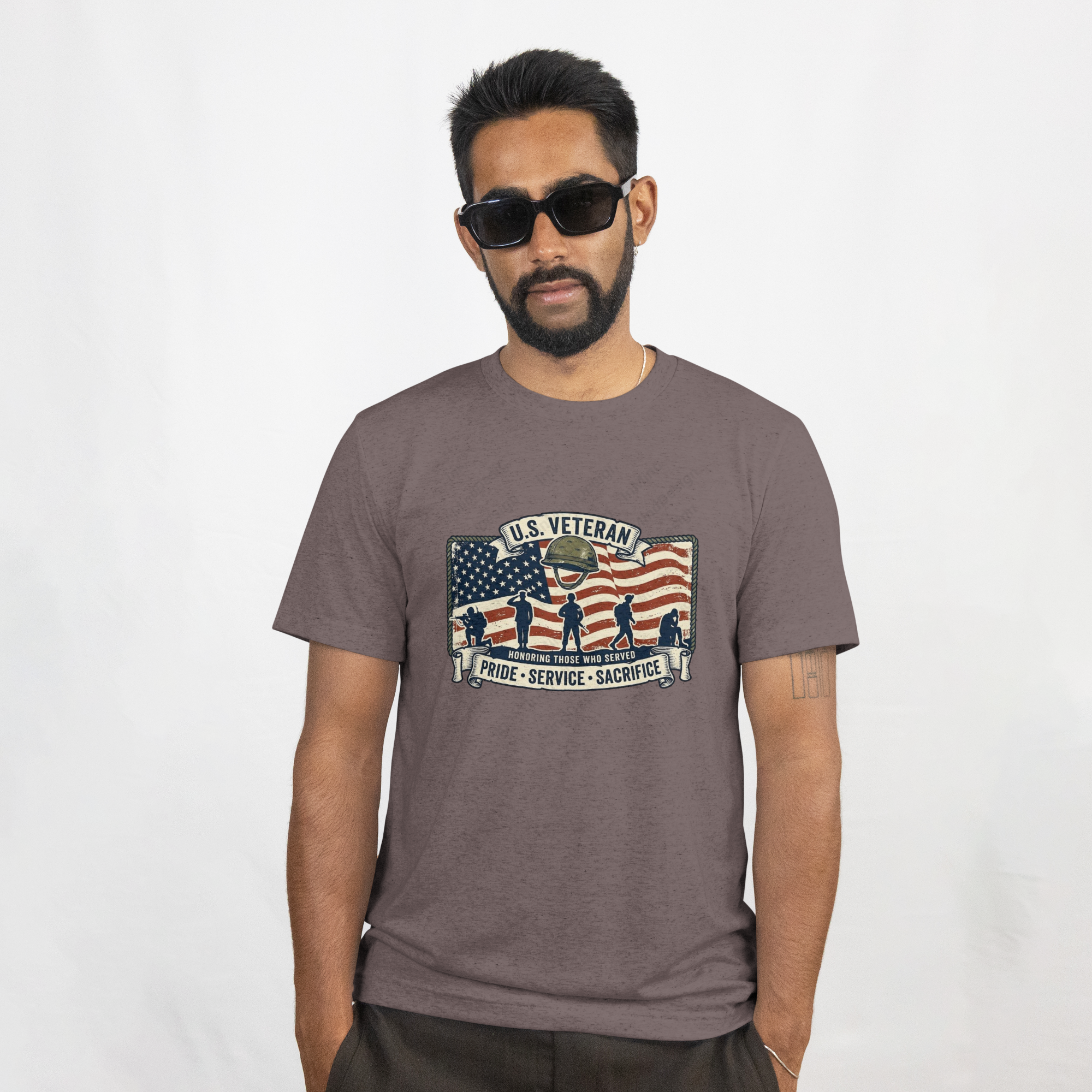 Pride Service Sacrifice Retro American Flag PNG