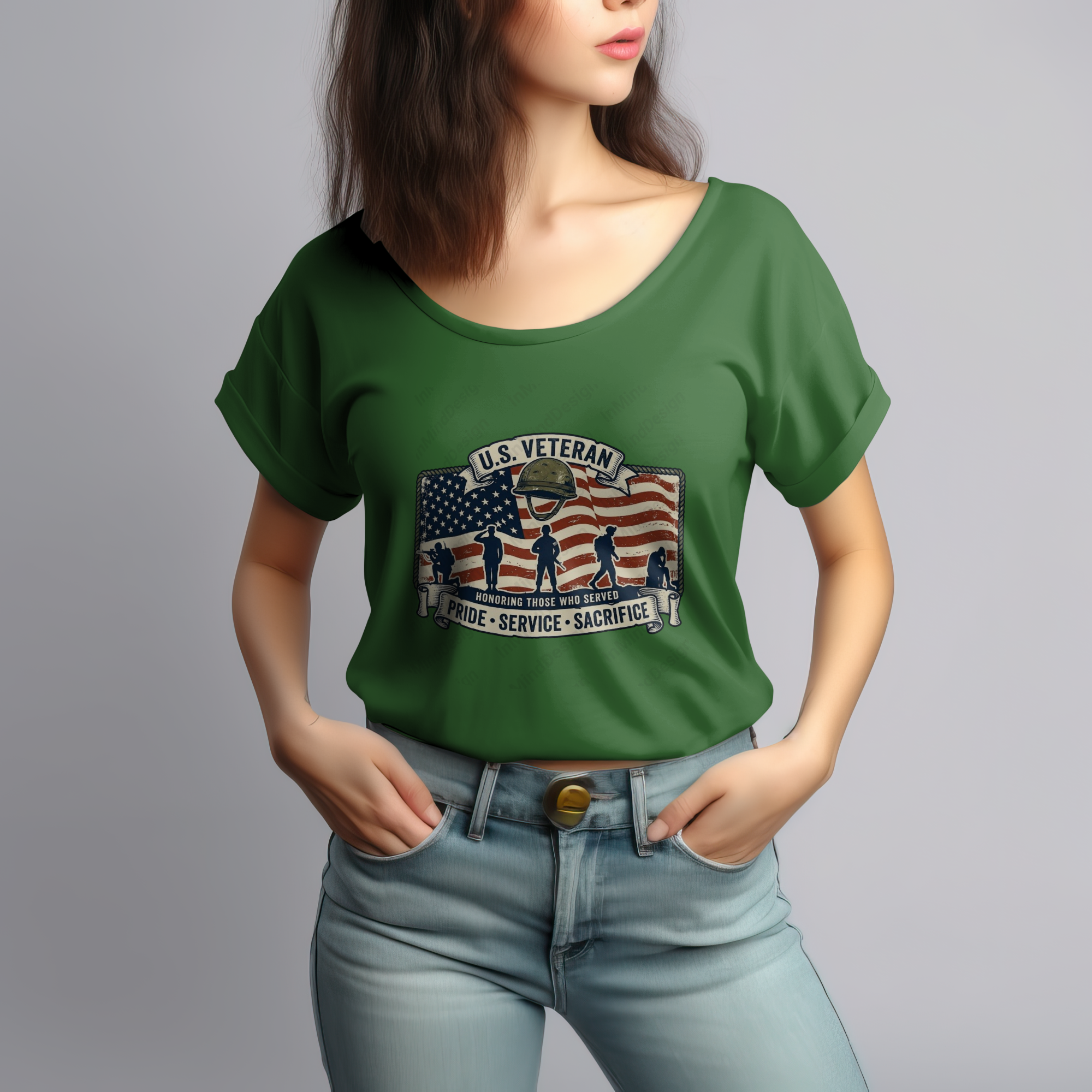 Pride Service Sacrifice Retro American Flag PNG