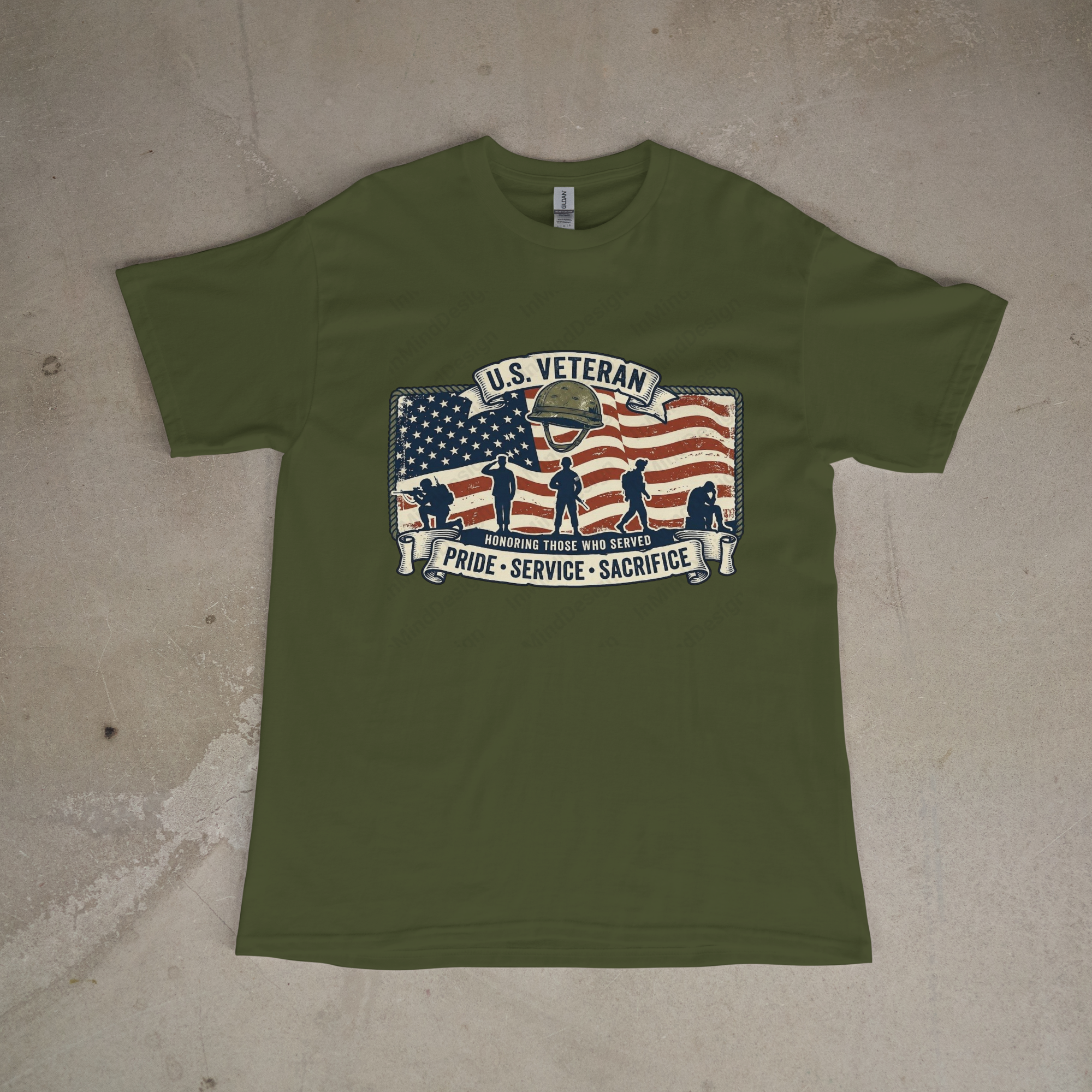 Pride Service Sacrifice Retro American Flag PNG