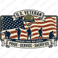Pride Service Sacrifice Retro American Flag PNG