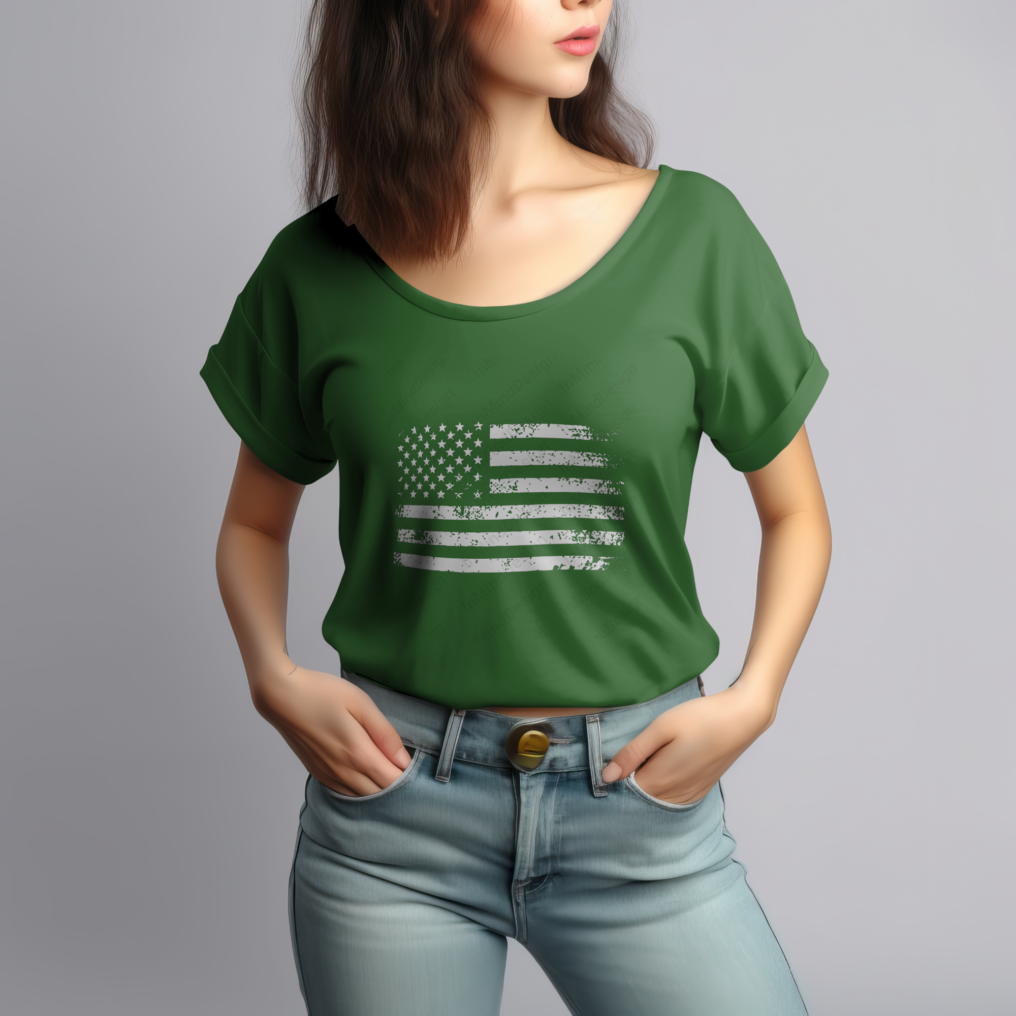 Vintage White USA Flag PNG