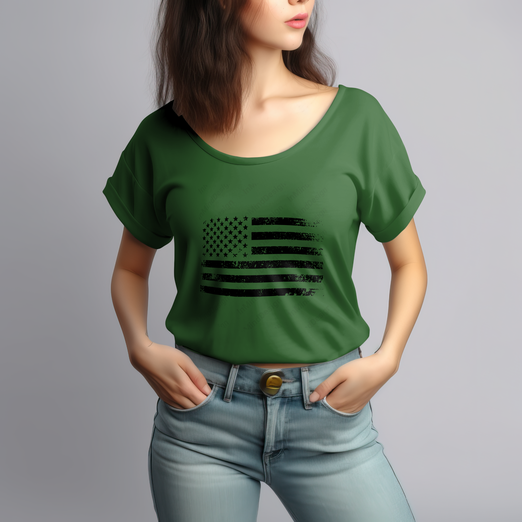 Distressed Black American Flag PNG